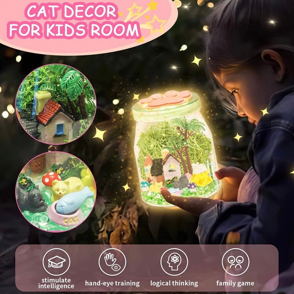 Light Up Cat Terrarium Kit DIY Night Light Activities Kits Arts & Craft - Picture 4 of 11